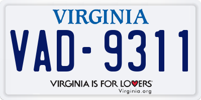 VA license plate VAD9311