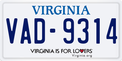 VA license plate VAD9314