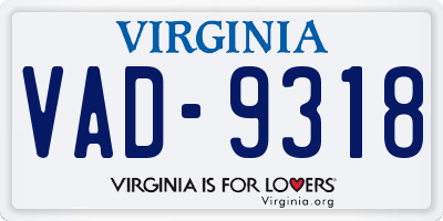VA license plate VAD9318