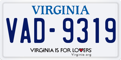 VA license plate VAD9319