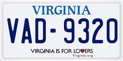 VA license plate VAD9320