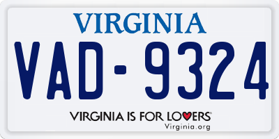VA license plate VAD9324