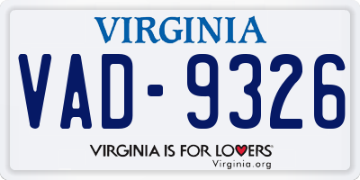 VA license plate VAD9326