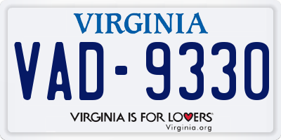 VA license plate VAD9330