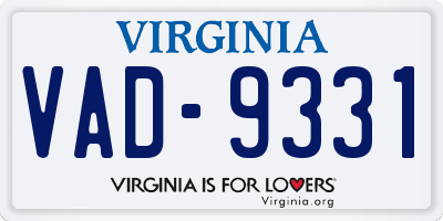 VA license plate VAD9331