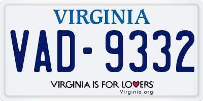 VA license plate VAD9332