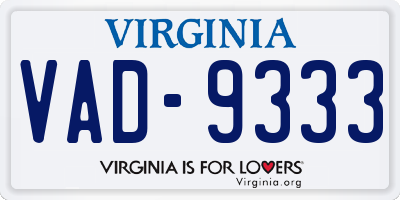 VA license plate VAD9333