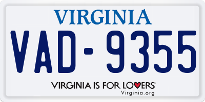 VA license plate VAD9355