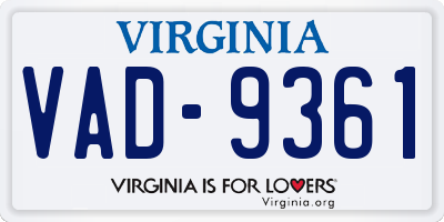 VA license plate VAD9361