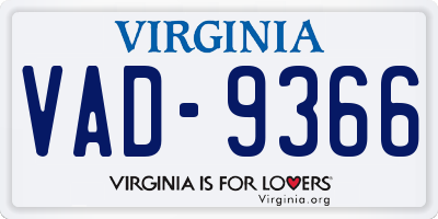 VA license plate VAD9366