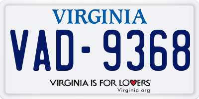VA license plate VAD9368