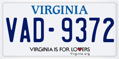 VA license plate VAD9372