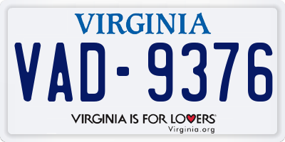 VA license plate VAD9376