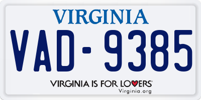 VA license plate VAD9385