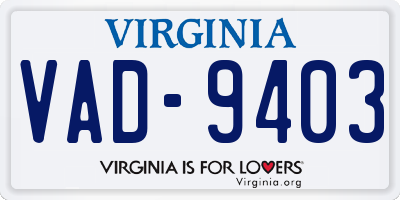 VA license plate VAD9403