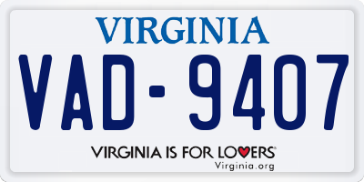 VA license plate VAD9407