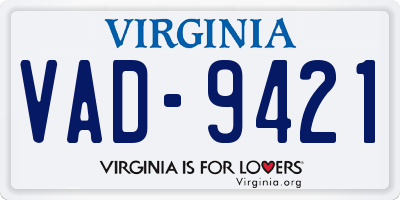 VA license plate VAD9421