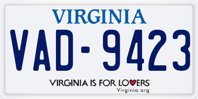 VA license plate VAD9423