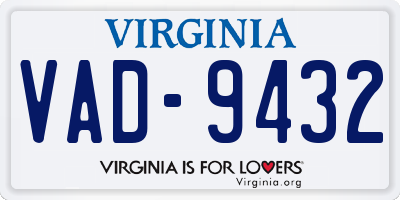 VA license plate VAD9432