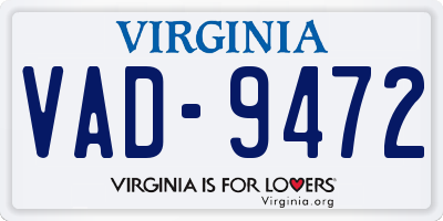 VA license plate VAD9472