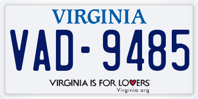 VA license plate VAD9485