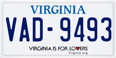 VA license plate VAD9493
