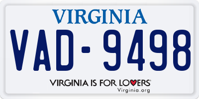 VA license plate VAD9498