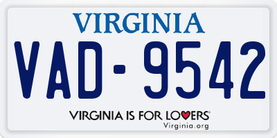 VA license plate VAD9542
