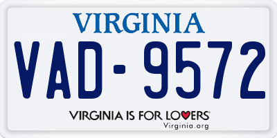 VA license plate VAD9572