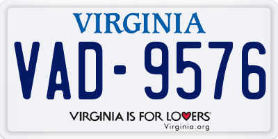 VA license plate VAD9576