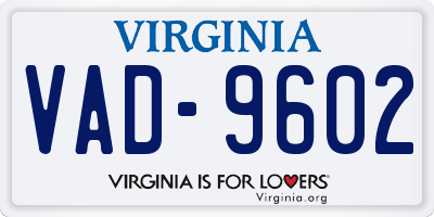 VA license plate VAD9602