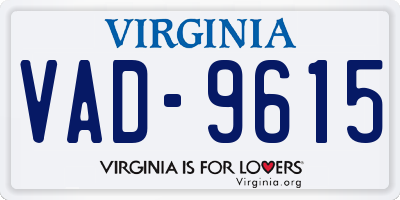 VA license plate VAD9615