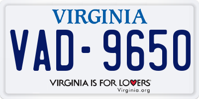 VA license plate VAD9650