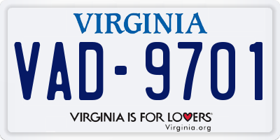 VA license plate VAD9701