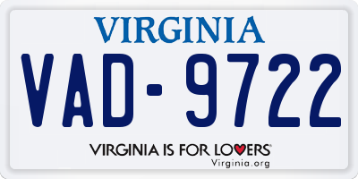 VA license plate VAD9722