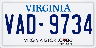 VA license plate VAD9734