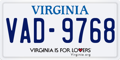 VA license plate VAD9768