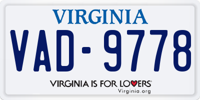 VA license plate VAD9778
