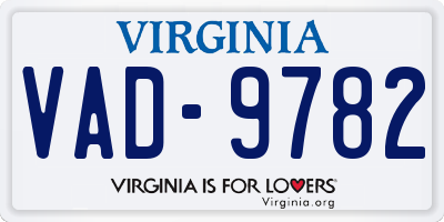 VA license plate VAD9782