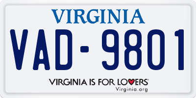 VA license plate VAD9801
