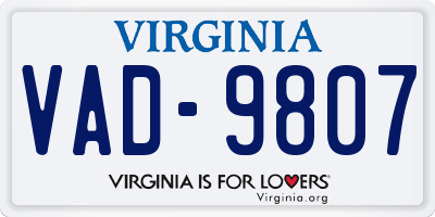 VA license plate VAD9807