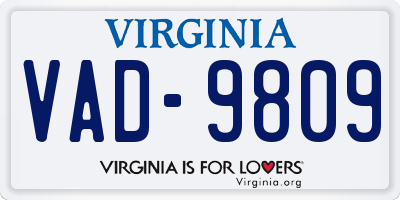 VA license plate VAD9809
