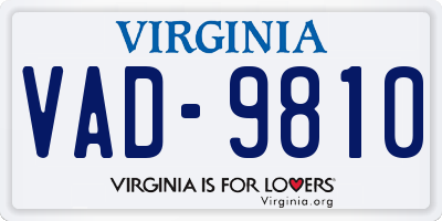 VA license plate VAD9810