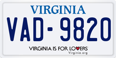 VA license plate VAD9820