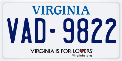 VA license plate VAD9822