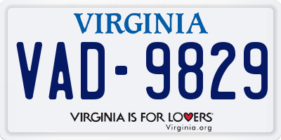 VA license plate VAD9829