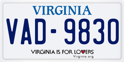 VA license plate VAD9830