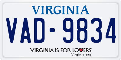 VA license plate VAD9834
