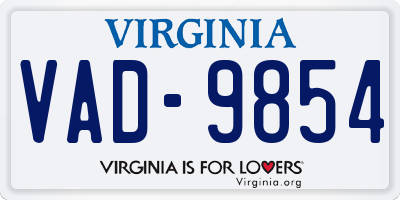 VA license plate VAD9854