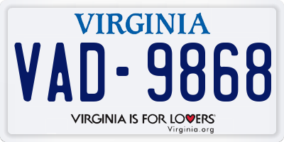 VA license plate VAD9868